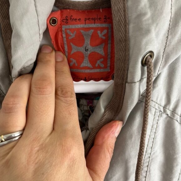 Free People Khaki Short Sleeve Cotton Utility Jacket w/ Hood - Picture 6 of 11